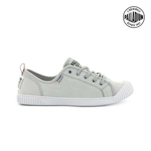 Palladium Easy Lace Canvas Low Tops Women's Sneakers Light Grey | UK T968-NYQ